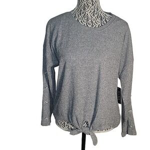 Gray Women's Top with Button Detail